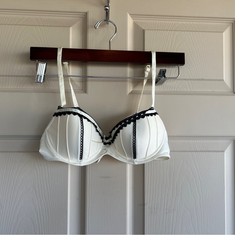Candie's Cream and Black Lace Bra
